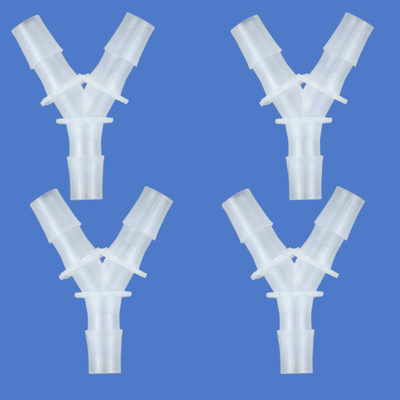 Quickun 3/8" Hose Barb Fitting Equal Barbed Y Shaped 3 Way Plastic Joint Splicer Mender Adapter Union for Air Line Tubing Pipe (Pack of 4) 3/8"(4Pcs)