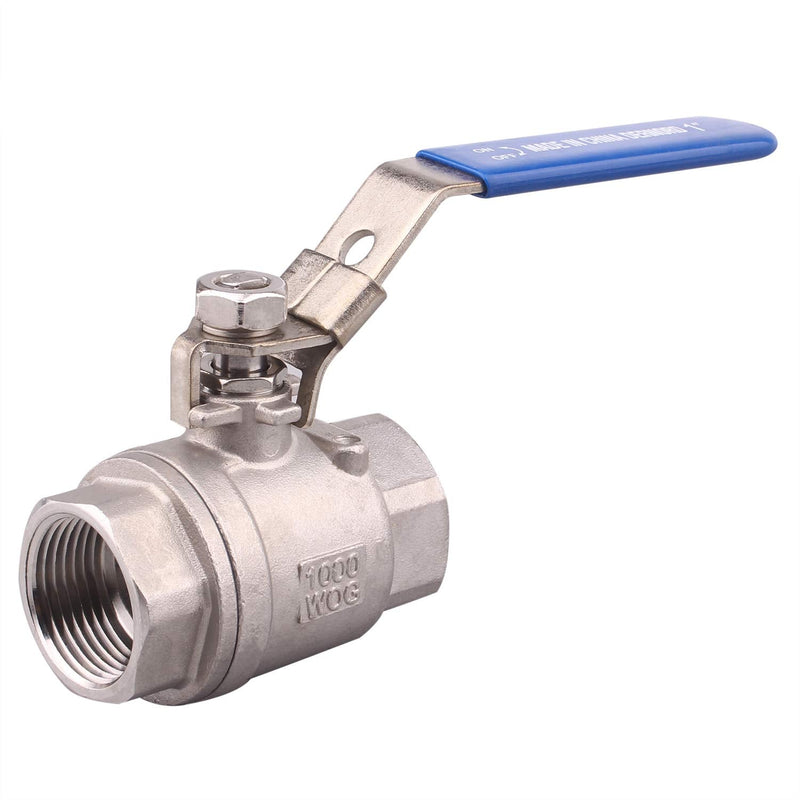 DERNORD Stainless Steel 304 Ball Valve, 2-Piece Full Port Heavy Duty for WOG with Locking Device (1 NPT) 1" NPT Pack of 1