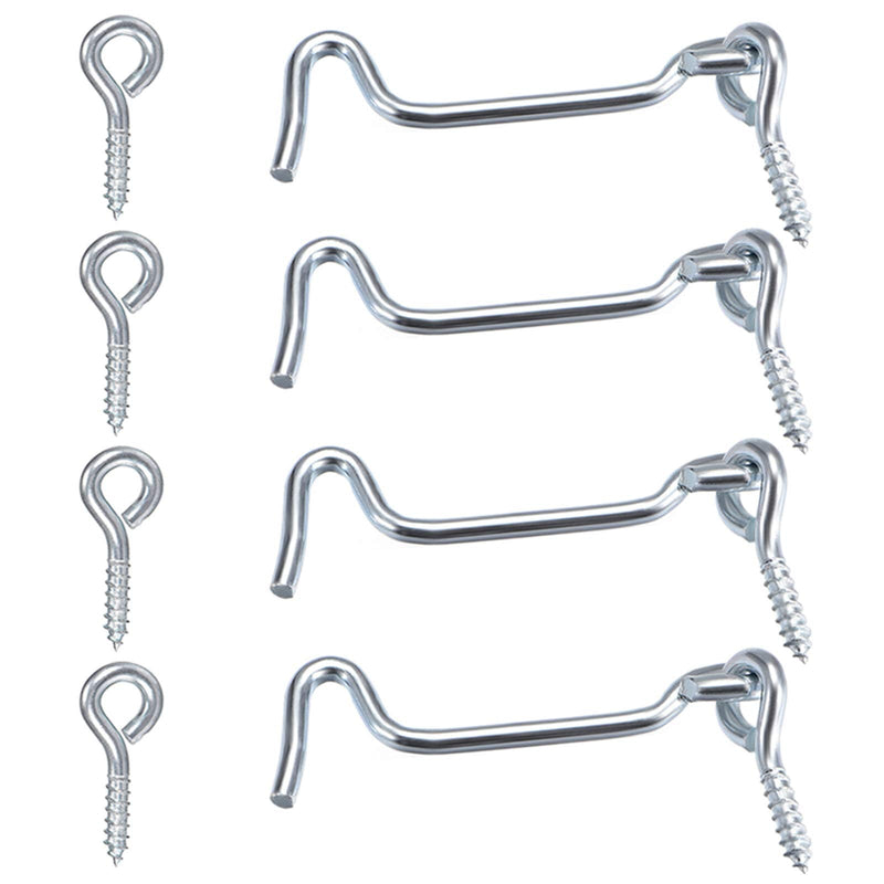 4Pcs 1.5 inches Cabin Hook Eye Latch Gate Door Swivel Window Door Hook with Mounting Screws 1.5" 4Pcs