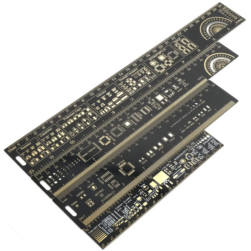 Mayata 3PCS/4PCS 15cm 20cm 25cm 30cm Multifunctional PCB Ruler Measuring Tool Resistor Capacitor Chip IC SMD Diode Transistor Package 180 Degrees (4pcs/lot)