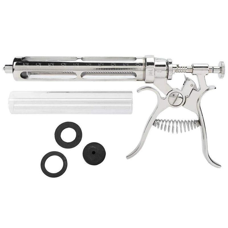 Stainless Steel Veterinary Injection Injector Syringe with Adjusteable Five Gears Measuring Clip Device Veterinary Vaccine Syringe for Livestock Horse Cow Pig Sheep Pet - PawsPlanet Australia