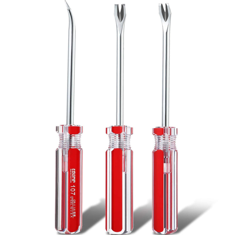 3 Packs Tack Lifter 3 mm U Tip Nail Staple Rivet Tack Puller Screwdriver Upholstery Staple Remover Tool for Furniture Red - NewNest Australia