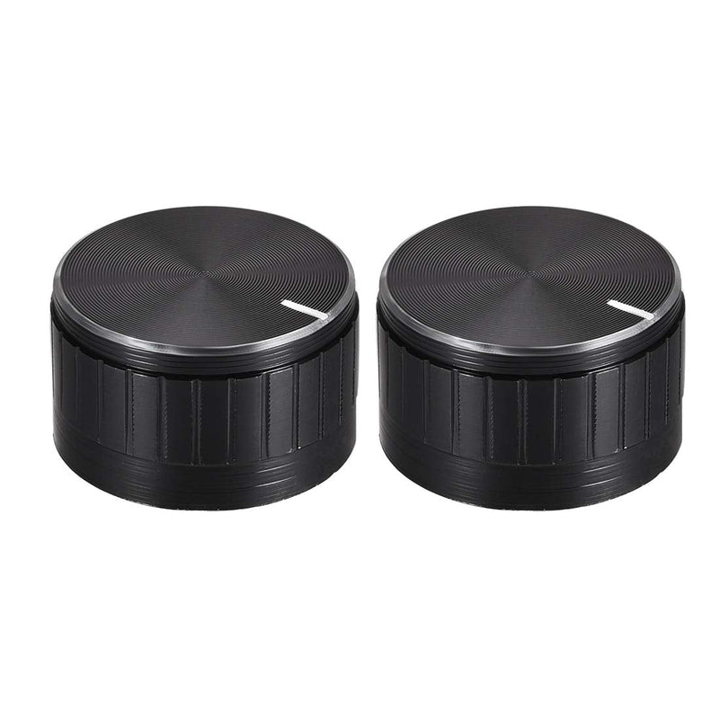 uxcell 2pcs Potentiometer Knob Knurled Shaft Black Aluminum Groove Surface Rotary Knob 30mmx17mm Volume Control Knob
