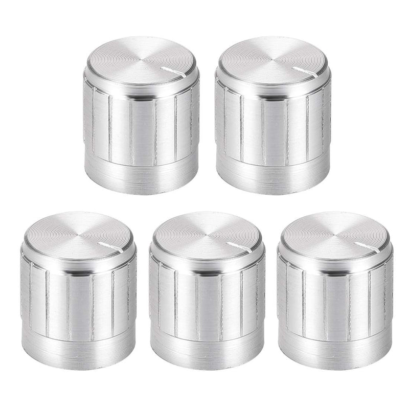 uxcell 5pcs Potentiometer Knob Knurled Shaft Siver Tone Aluminum 6mm Shaft Dia. Rotary Knob 17mmx17mm Volume Control Knob