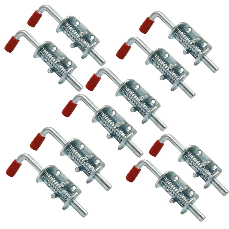 YaeMarine 10 Packs Metal Lock Barrel Bolt Spring Loaded Latch 6.6 Inch w/Grip Heavy Duty for Gate Shed Door Tailgate Trailer Garage (10)
