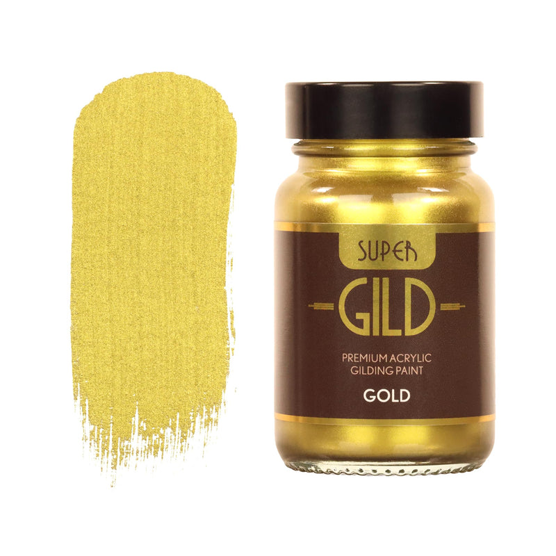 Super GILD Liquid Gold Acrylic Paint - High Pigment Metallic Enamel for Wood, Metal, Ceramics, Glass, Plastic, Canvas & More - Water-Based, Non-Tarnish Finish - 60ml 2.03 Fl Oz (Pack of 1)