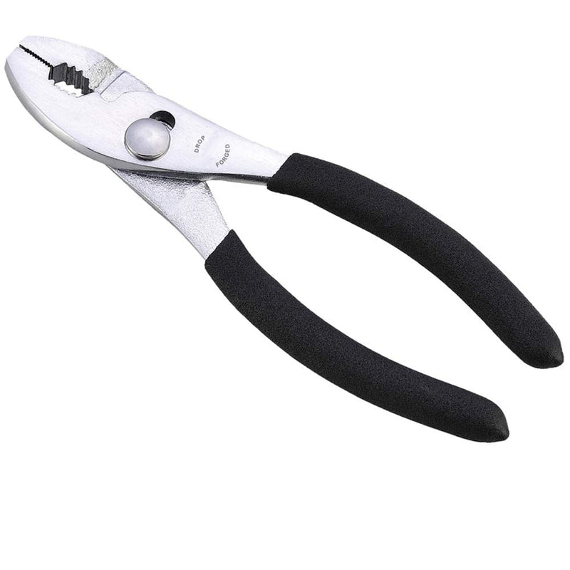 Edward Tools Slip Joint Pliers 6” - Heavy Duty Carbon Steel with Rubber Grip Handle - Fine Grip Teeth in front and Coarse teeth in back - Rust resistant finish (1) 1
