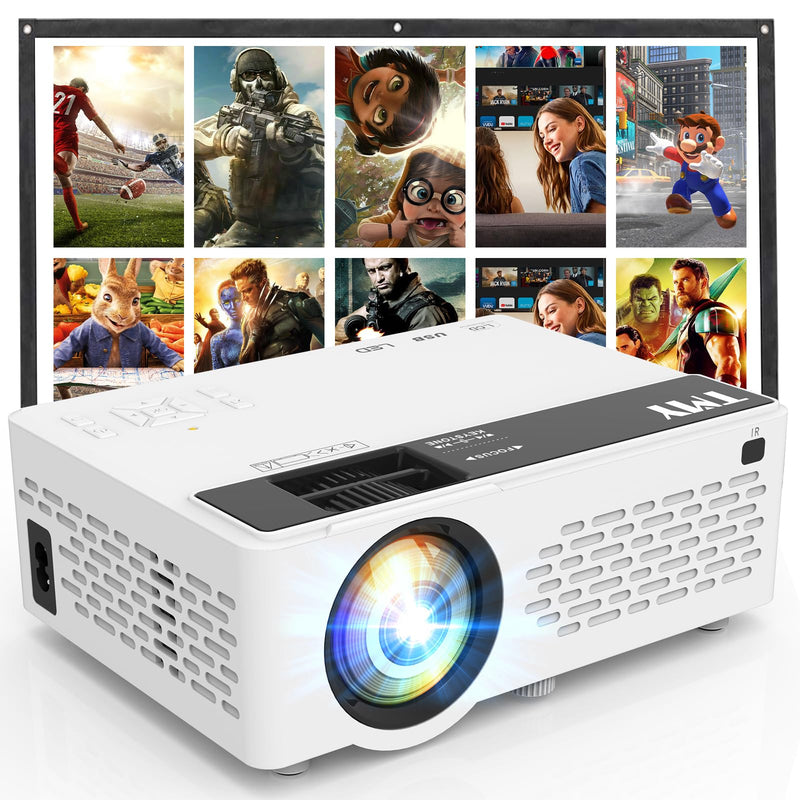 TMY 1080P Full HD Portable Mini Projector, Upgraded Bluetooth Movie Projector with Screen, Compatible with TV Stick Smartphone/HDMI/USB, Indoor & Outdoor Use no Apps