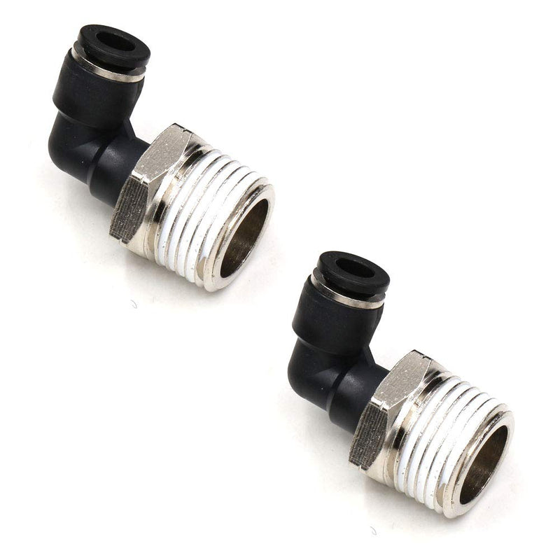 1/2 Npt Push to Connect Air Fitting CEKER 1/4 inch OD Tubing Elbow Air Line Quick Connect Fittings Male Threaded 90 Degree Push in Lock Fit Pneumatic Fittings Tube Connector 2Pack 1/4" OD X 1/2" MNPT 2