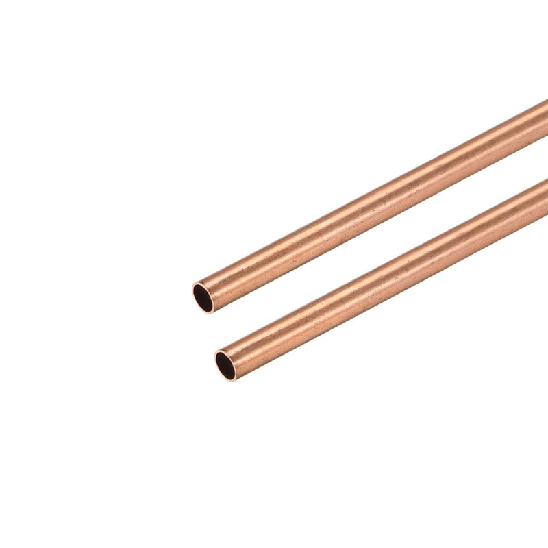 uxcell Copper Round Tube, 3mm OD 0.2mm Wall Thickness 300mm Long Straight Pipe Tubing 2 Pcs 3mm x 0.2mm
