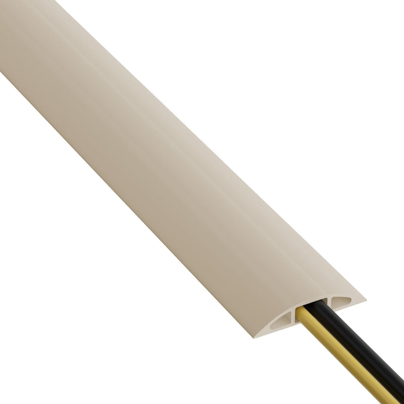D-Line 6ft Floor Cord Cover, Cable Protector, Hide Extension Cords, Protect Cords, Prevent Cable Trips, Heavy Duty Cord Hider - Cable Cavity = 0.63" (W) x 0.31" (H) - Beige 6 Feet