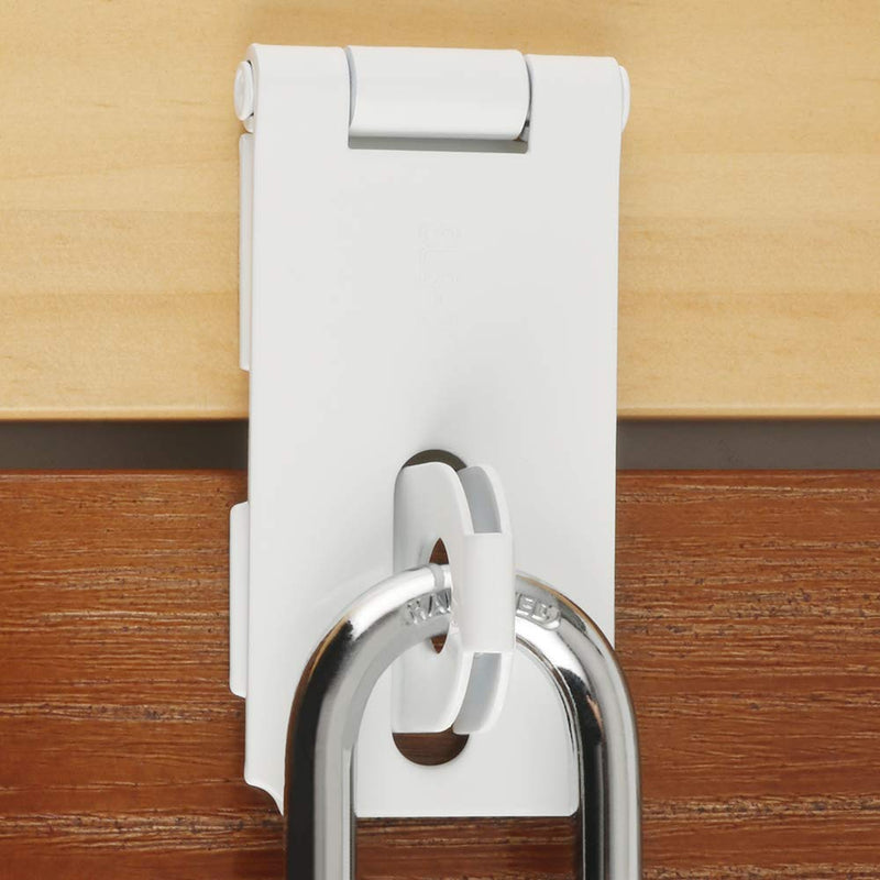 Alise Door Hasp Locks Latch,3 Inch SUS 304 Stainless Steel Packlock Clasp Hasp Lock Latch,Hinge Lock Padlock with Screws for Doors, White Finish 1 Pack 3 Inch
