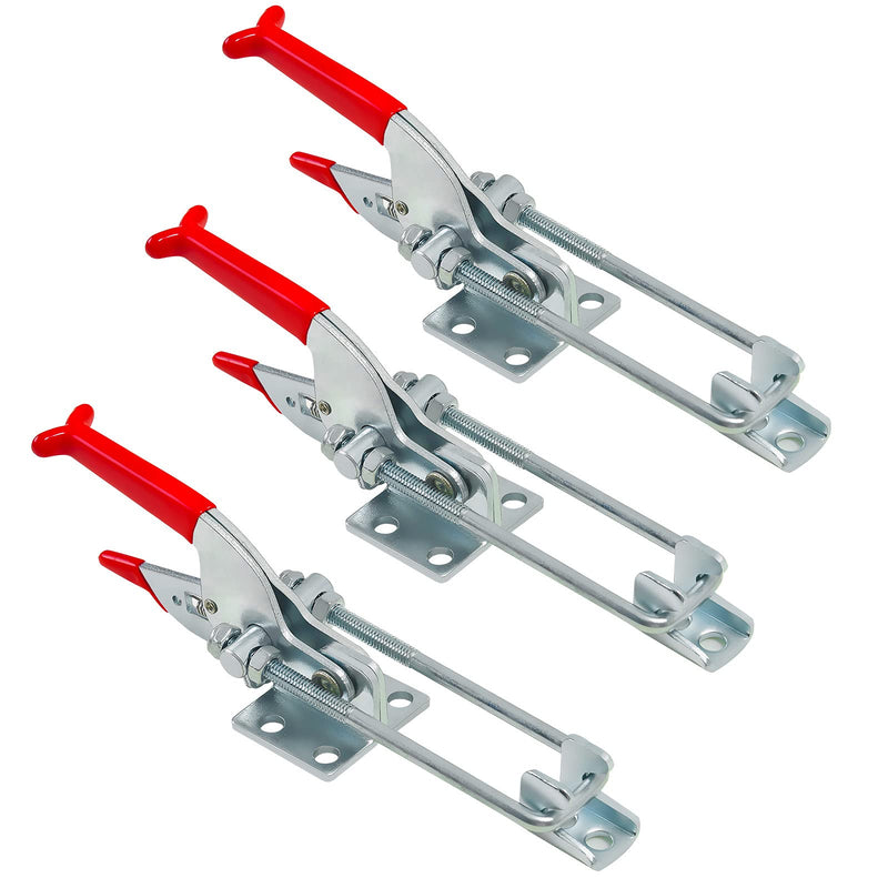 3PCS 2000lbs Toggle Clamp 431,Heavy Duty Toggle Latch Clamp,Tire Carrier Latch,Quick Release Latch,Cam Lever Clamp.Adjustable Latch for Lid Latch,Cam Clamp Latch,Pull Latch & Draw Latch Hardware Red