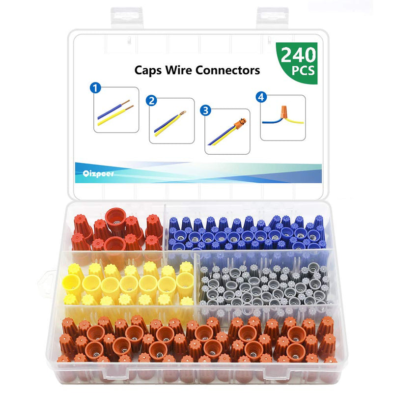 240 Pcs Electrical Wire Connectors Screw Terminals - Twist Nuts Caps Wire Connection, Spring Insert Assortment kit 240