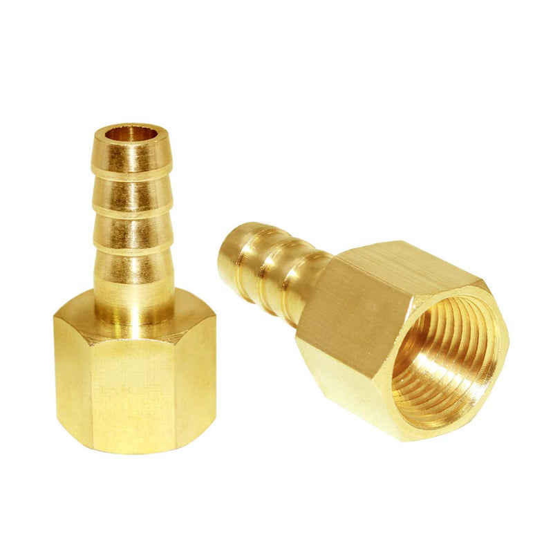 Joywayus Brass Hose Barb Fitting,3/8" Barb x 3/8" NPT Female Pipe Fitting Adapter(Pack of 2) 3/8" Barb x 3/8" NPT Female-2pcs