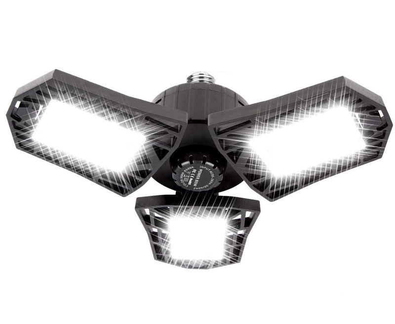 LED Garage Light - 6000 Lumen 6500K Daylight 60W, Three Leaf Led Garage Ceiling Lights 60W 1-Pack