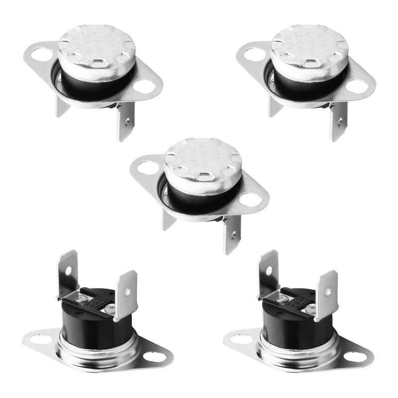 Fielect 5Pcs KSD301 Thermostat 120ｰC/248ｰF Normally Closed N.C Snap Disc Temperature Switch for Microwave Oven Coffee Maker Smoker Bent Feet 120C 5Pcs