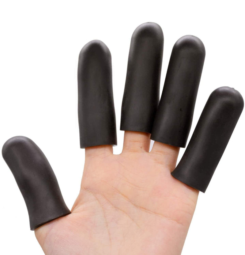Povihome Black Finger Protectors, Finger Cots, Moisturizing Thumb and Finger Covers - New Thick Version - Elastic Cracked Finger Sleeves to Protect Cracked, Peel Finger and Other Finger Pain Black (Pack of 10)