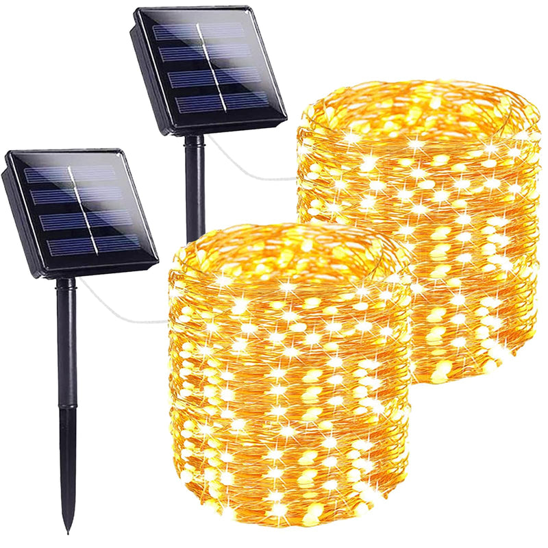 Extra-Long 144FT Solar String Lights for Outside, 2 Pack 400LED Solar Fairy Lights Outdoor, Waterproof Copper Wire with 8 Modes Twinkle Lights for Tree Garden Party Xmas Wedding Decor (Warm White) Warm White 2 Pack-400LED
