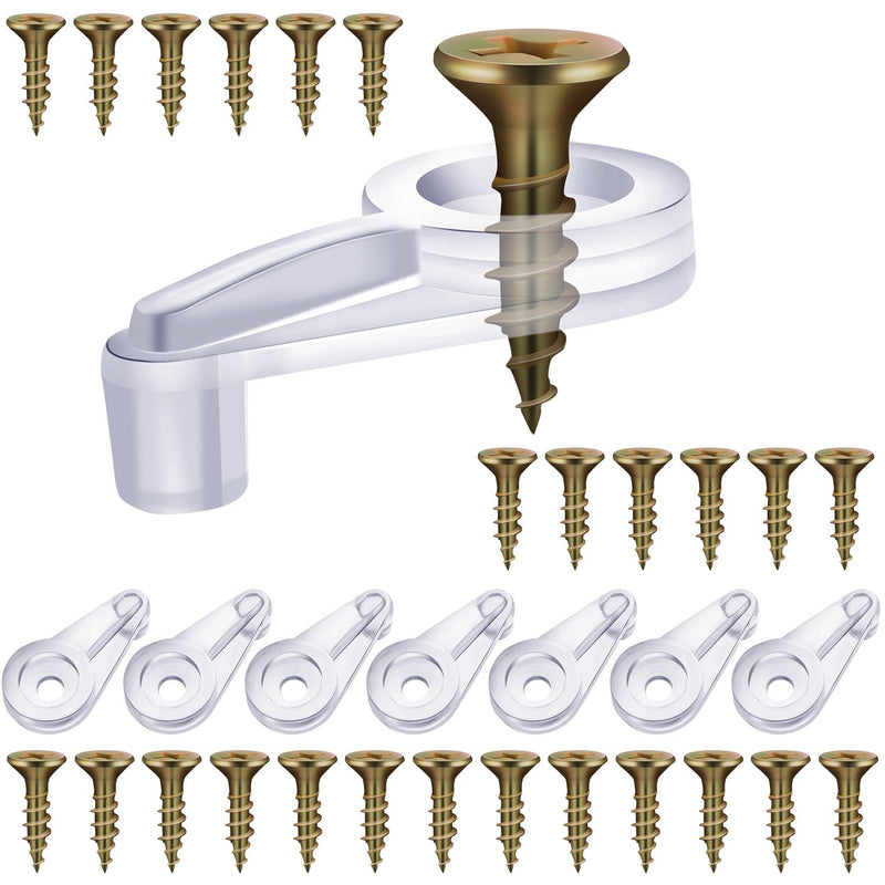 Blulu 50 Pack Glass Retainer Clips Kit, Cabinet Glass Clips 4 mm with Screws for Fixing Cabinet Doors(Transparent with Rainbow) Transparent with Gold Screw