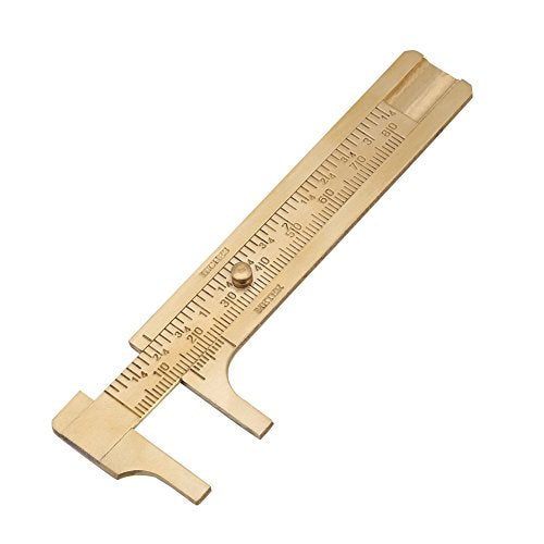 Brass Vernier Caliper, Double Scales Vernier Caliper Measuring Gauge mm/inch Mini Vernier Caliper Ruler for Jewellery Measurement(Double Scale 80mm)