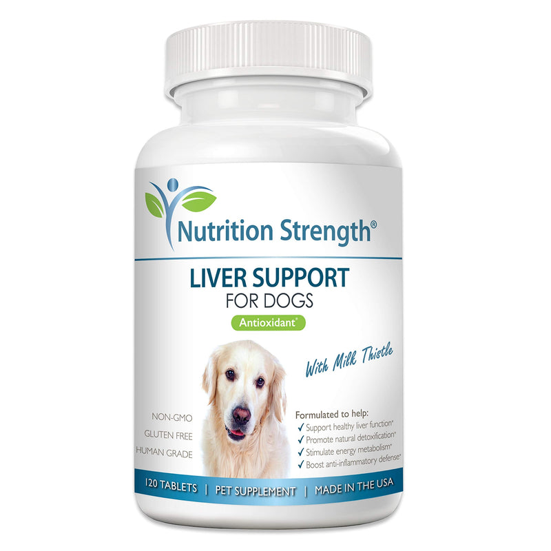 Liver Support for Dogs to Promote Natural Detoxification, with Milk Thistle for Dogs, Dandelion Root, Yellow Dock, Nettle Root, St. John's Wort & Coenzyme Q10, 120 Chewable Tablets - PawsPlanet Australia