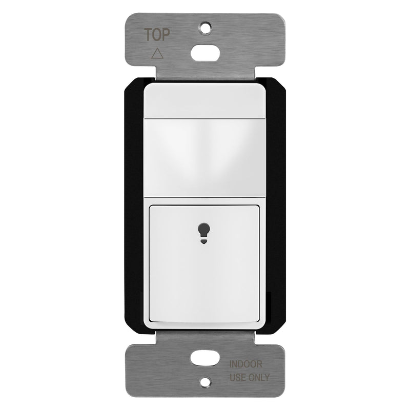 TOPGREENER Motion Sensor Switch, PIR Sensor with Ambient Light Level Detector, Occupancy & Vacancy, No Neutral Wire Required, Ground Wire Required, 5A, 150W LED/CFL, Single Pole, TDOS5-JM, White