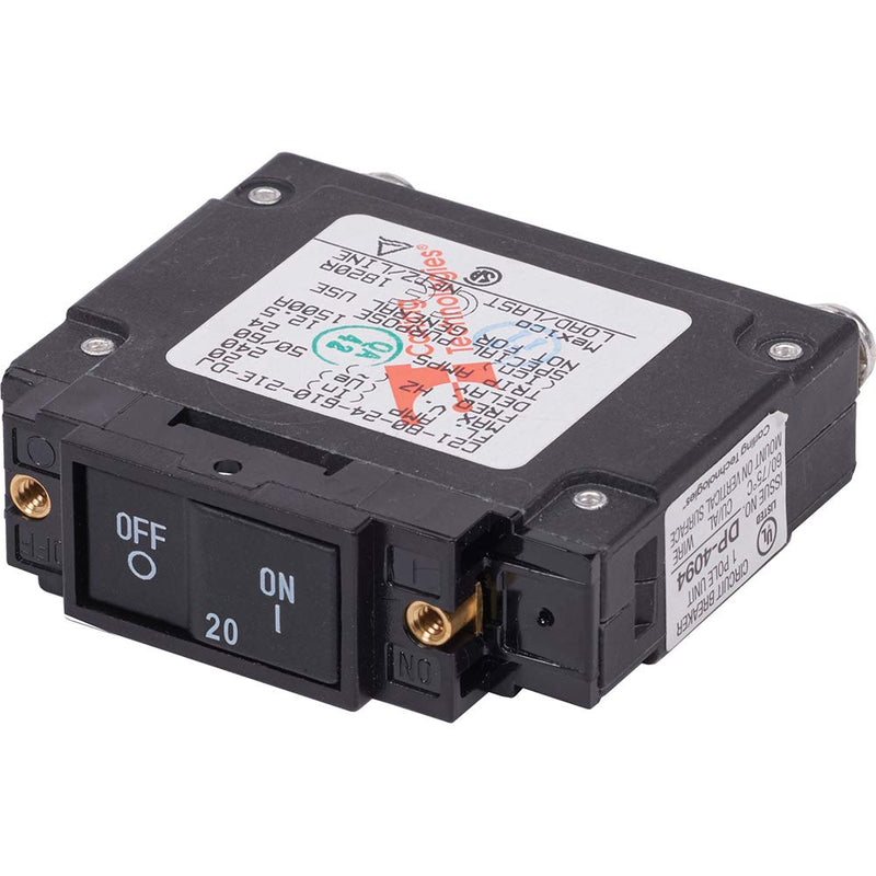 Blue Sea Systems 7457 Circuit Breaker C-Series Flat Rocker 20A AC UL489