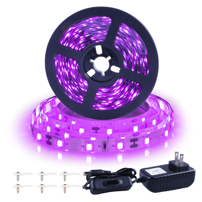Ontesik 20ft LED Black Light Strip kit, 360 LEDs, 12V Flexible UV Black Light Installation, Family Bedroom, Party Wedding, Halloween, Dark Party, Non-Waterproof Switch control