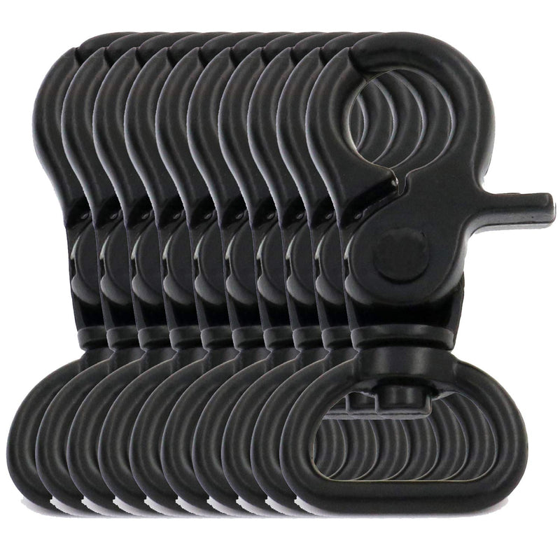 BIKICOCO 5/8'' Swivel Trigger Snap Hook Lobster Claw Clasp Spring Loaded Clip, D-Ring Ended, Black - Pack of 10 5/8'' Eyelet Black x 10 Pcs
