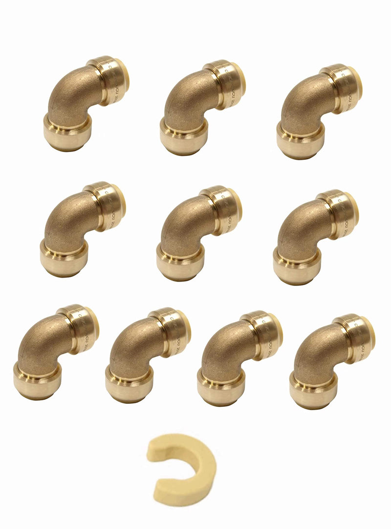 10piece EFIELD 1/2 Inch Elbow Push-Fit Fitting to Connect Pex, Copper, CPVC Pack of 10