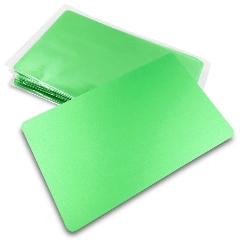 Metal Business Cards Anodized Aluminum Plaque Plate 86X54X0.8mm (Green, Blank,10PCS) Green, Blank,10PCS