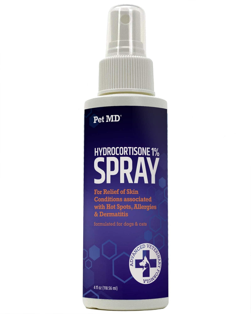 Pet MD Hydrocortisone Spray for Dogs, Cats, Horses - Itch Relief Spray & Hot Spot Treatment for Dogs, Irritated Dry Itchy Skin, Allergies, and Dermatitis - Reduces Topical Inflammation - 4 oz - PawsPlanet Australia