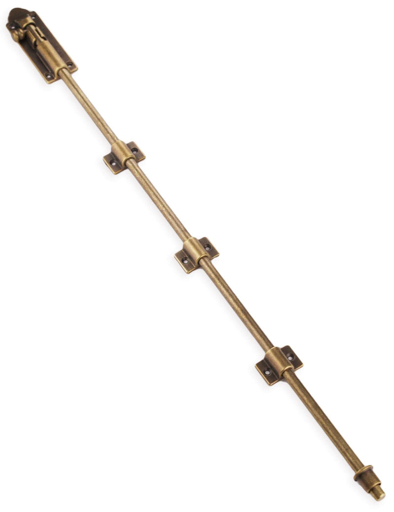 Heavy Duty Cane Bolts for Gates 23.7'',Barrel Bolt Latch Super Lengthen,Thickened Drop Bolts for Gates,Garage Bolts Solid cast Copper Sliding Lock for gate Latch Antique Brass