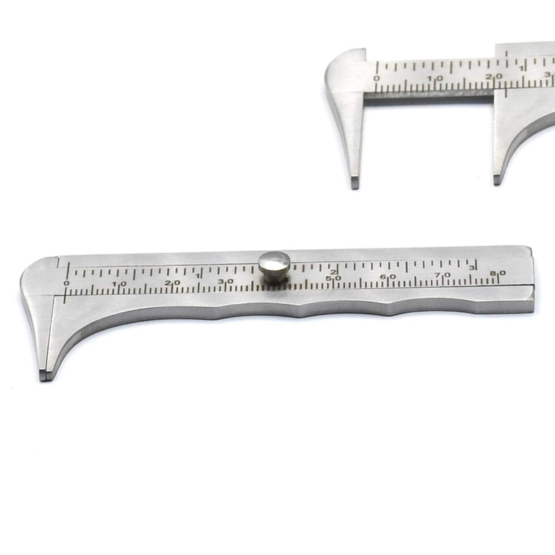 Handy Sliding Gauge Stainless Steel Vernier Caliper Ruler Measuring Tool Double Scales mm/inch Mini Pocket Ruler 80mm