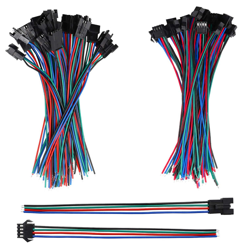 mxuteuk 20 Pairs 22 AWG JST SM Plug 4 Pin Male to Female LED Wire Connector Adapter Electrical Cable 150mm for Led Strip 5050 3528 SM-4 Pin