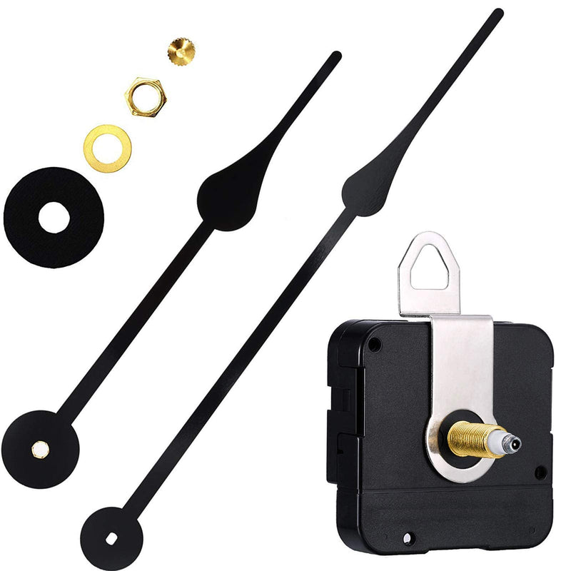 HILLHOME High Torque I Shaft Hands Quartz DIY Wall Clock Movement Mechanism with 9.1 Inch Long Spade Hand Battery Operated Repair Parts Replacement, 5/8 in Max Dial Thick, 1-1/10 in Total Length Shaft Length 1-1/ 10 Inch/ 28mm