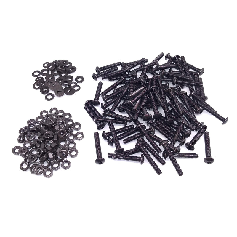 Yodaoke 100pcs M5-0.8 x 30mm Button Head Socket Cap Screw, ISO 7380 Hex Drive, Class 10.9, Alloy Steel, with Nut and Washer