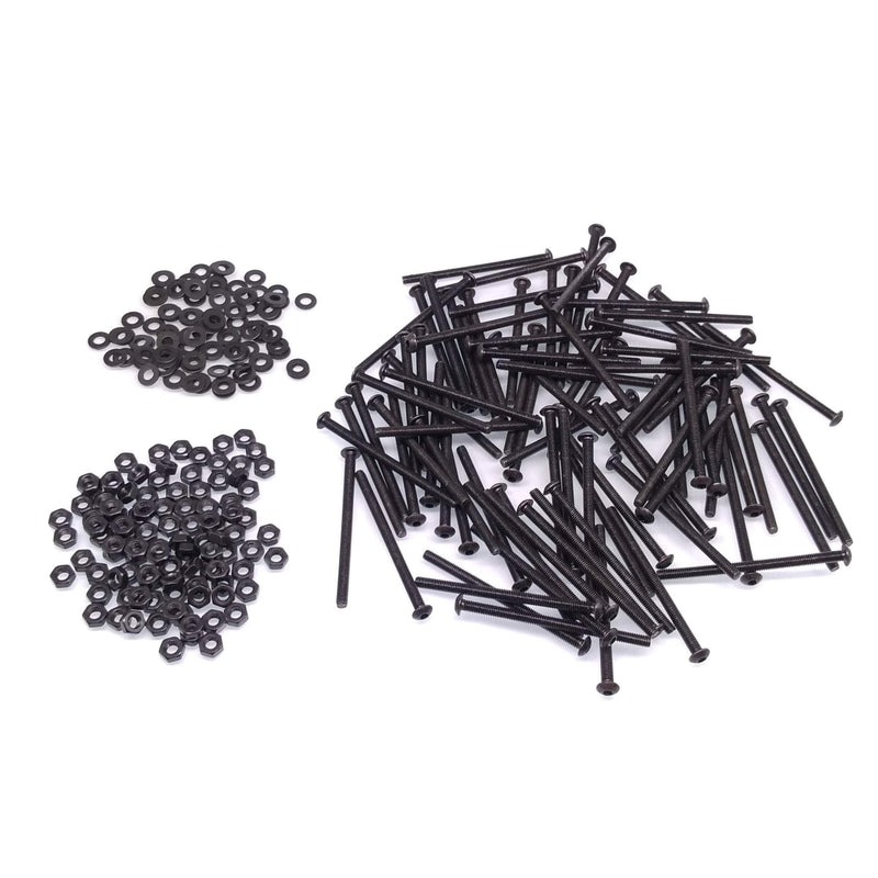 Yodaoke 100pcs M3-0.5 x 50mm Button Head Socket Cap Screw, ISO 7380 Hex Drive, Class 10.9, Alloy Steel, with Nut and Washer