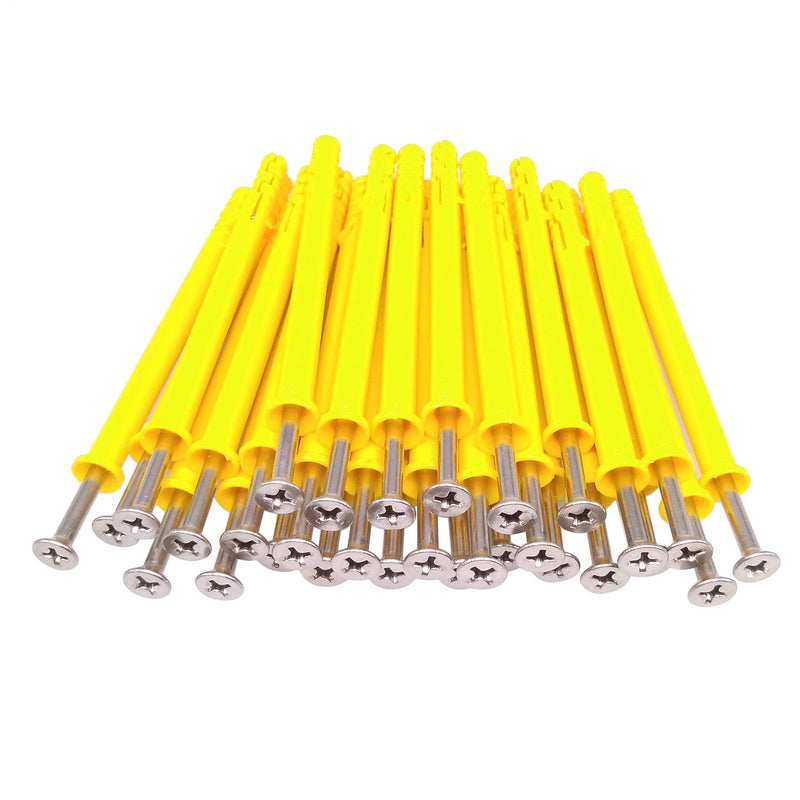 Yodaoke 50pcs 304 Stainless Steel M4 x 80mm Phillips Flat Head Self Tapping Screws and 6 x 80mm Plastic Drywall Ribbed Anchors