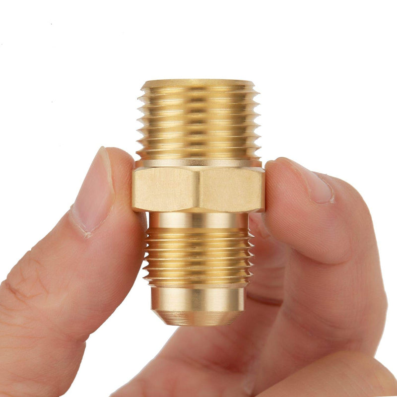 3 PCS Metals Brass Couples Tube Fitting Half Union Gas Adapter 1/2" Flare x 1/2 Inch NPT Male Pipe Connector 3PCS 1/2 Flare x 1/2 NPT