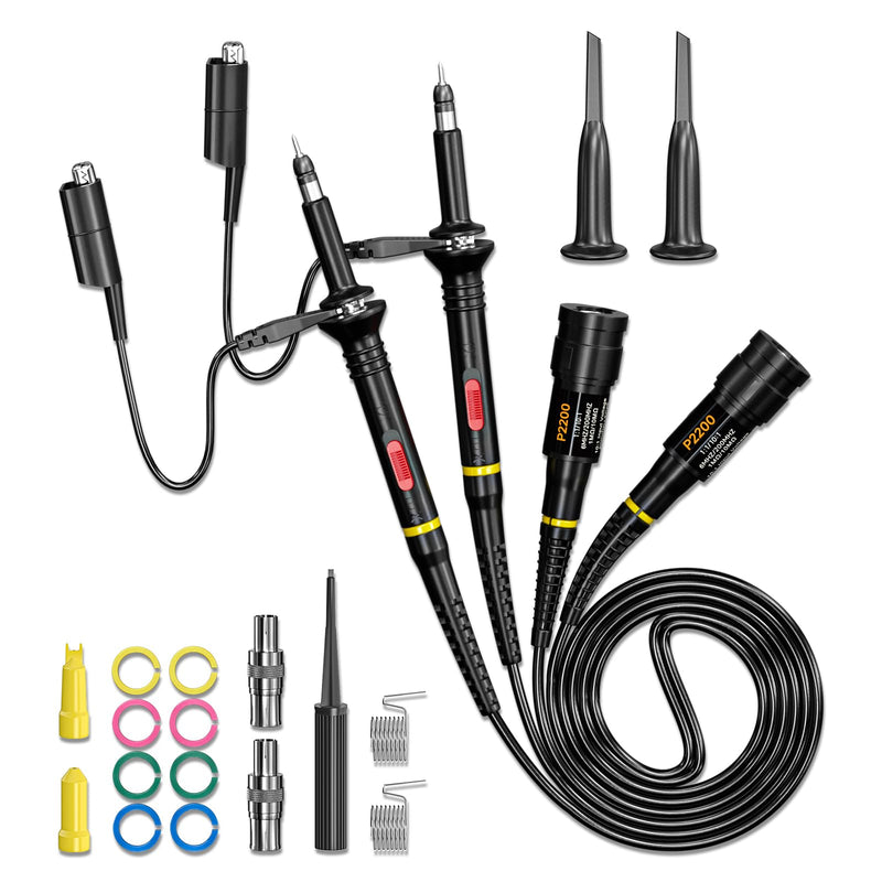 Goupchn Oscilloscope Clip Probes 200MHz Fully Insulated BNC End Probe with Accessories Kit 1X 10X X1/X10 200MHz 2PCS
