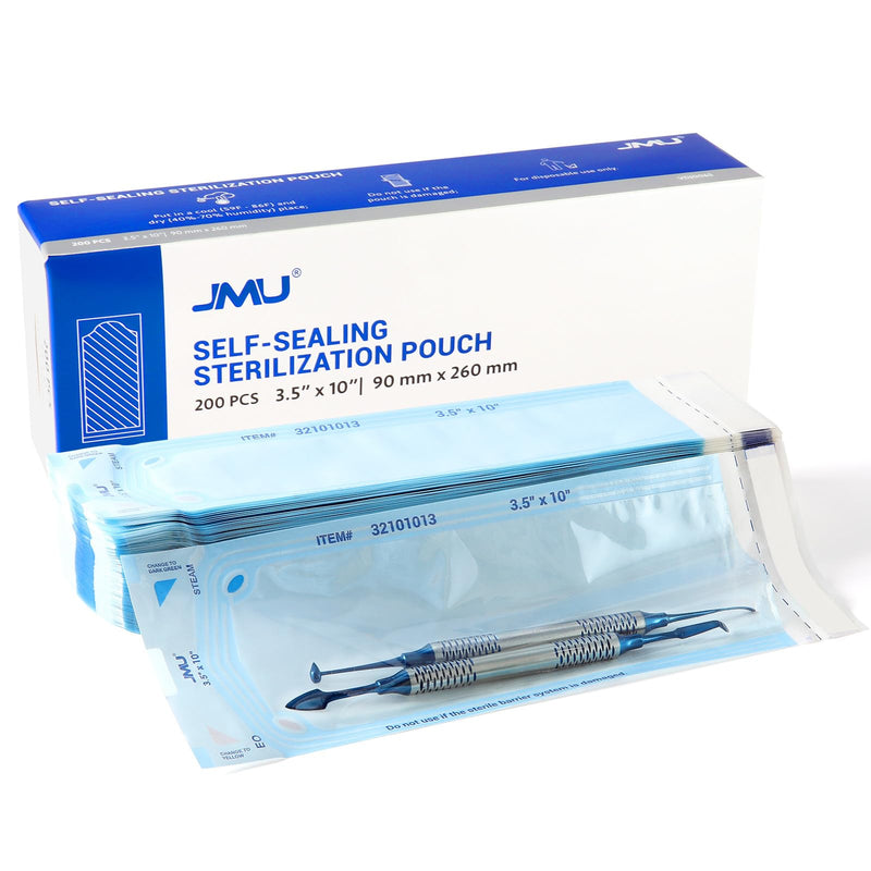 JMU Self Seal Sterilization Pouches 3.5" x 10", Sterilization Bags 200 per Box 3.5" x 10"