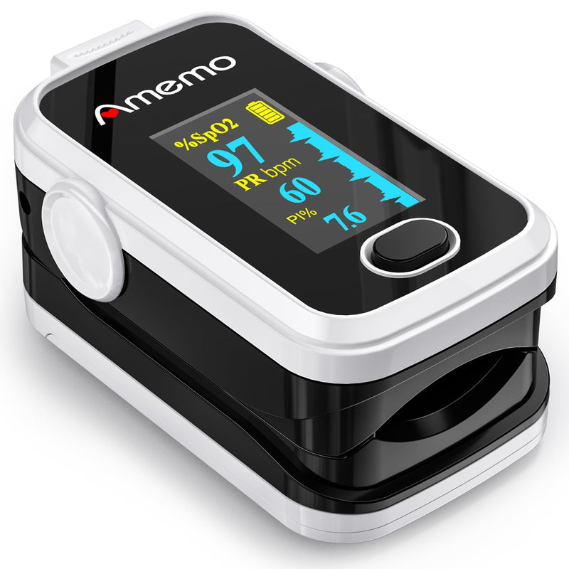 Pulse Oximeter,OLED Display Oxygen Monitor Fingertip,Blood Oxygen Saturation Monitor(SpO2) with Carrying Case,Silicone Cover White