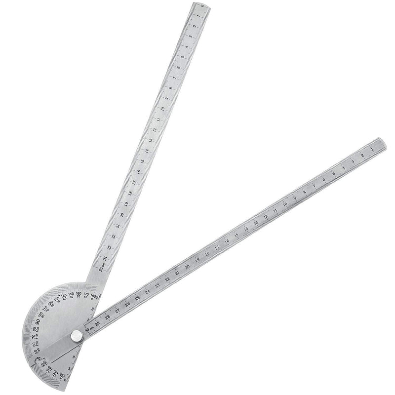 Angle Protractor Angle Finder Ruler Two Arm Stainless Steel Protractor Woodworking Ruler Measure Tool with 0-180 Degrees(30 cm/ 11.8 Inch) 30 cm/ 11.8 Inch