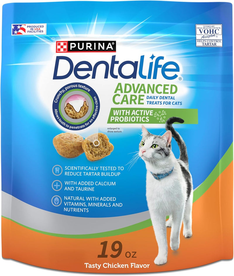 DentaLife Purina Made in USA Facilities Cat Dental Treats, Tasty Chicken Flavor - 19 oz Pack of 1)