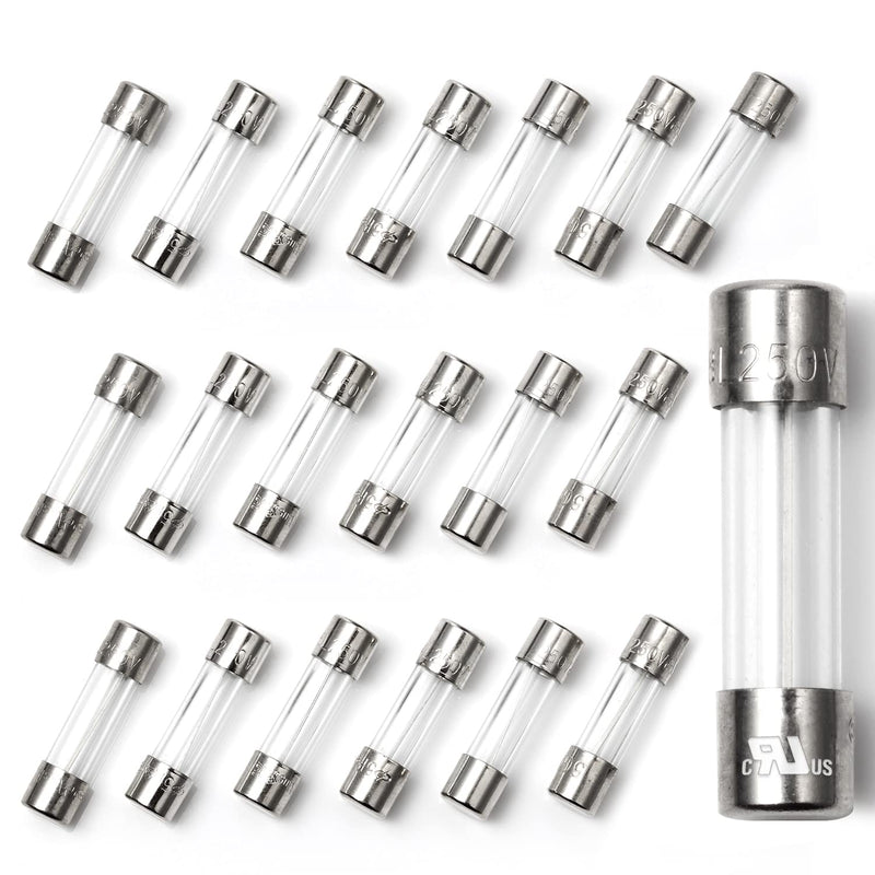 Chanzon(Pack of 20Pcs) UL Listed 5x20mm 6A 250V/125V 6 Amp Glass Fuses Fast Blow Cartridge Tube Fuse F6A 125 V / 250 V 5x20mm without lead