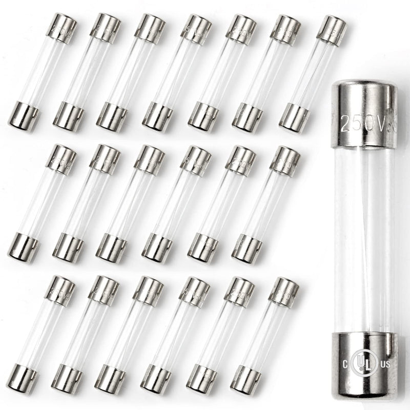Chanzon(Pack of 20Pcs) UL Listed 6x30mm 10A 250V/125V 10 Amp Glass Fuses Fast Blow Cartridge Tube Fuse f12al 125 V / 250 V (6.4mmx30.3mm) 6x30mm without lead
