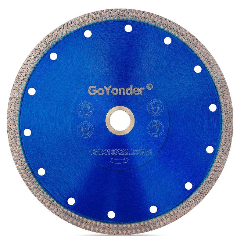 GoYonder Diamond Blade 7 inch Super Thin Diamond Saw Blade, Tile Blades 7" for Cutting Porcelain Tiles, Granite Marble Ceramics (7"-Blue) 7"-Blue