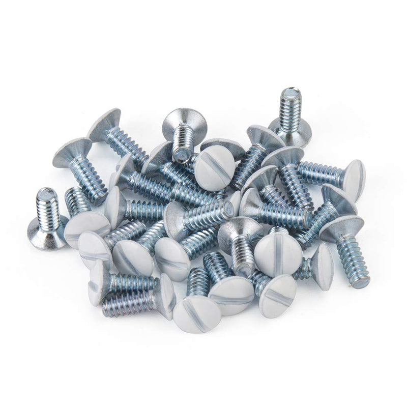Henne Bery 3/8" Long 6-32 Thread, Oval Head Milled Slot Replacement Wall Plate Screws, 30 Pack, White 3/8",30 Pack